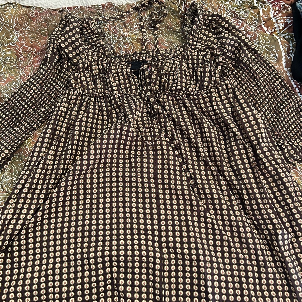 Women’s FREE PEOPLE Black and Cream Printed baby doll dress